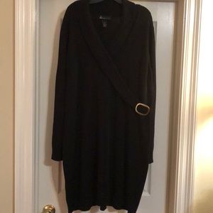 Faux Wrap Sweater Dress